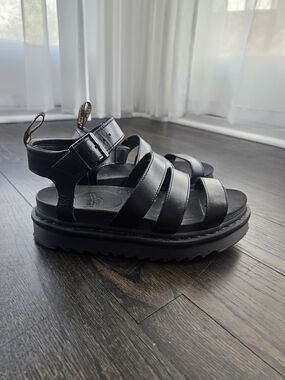 Dr. Martens Black Leather Platform Sandals